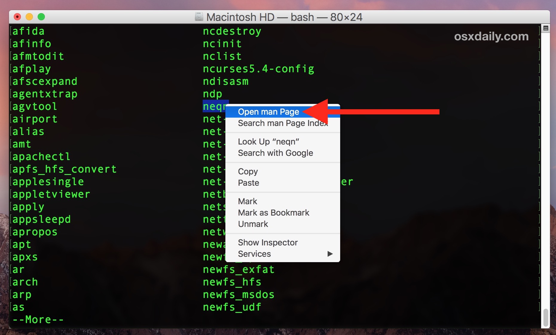 program commands for mac terminal